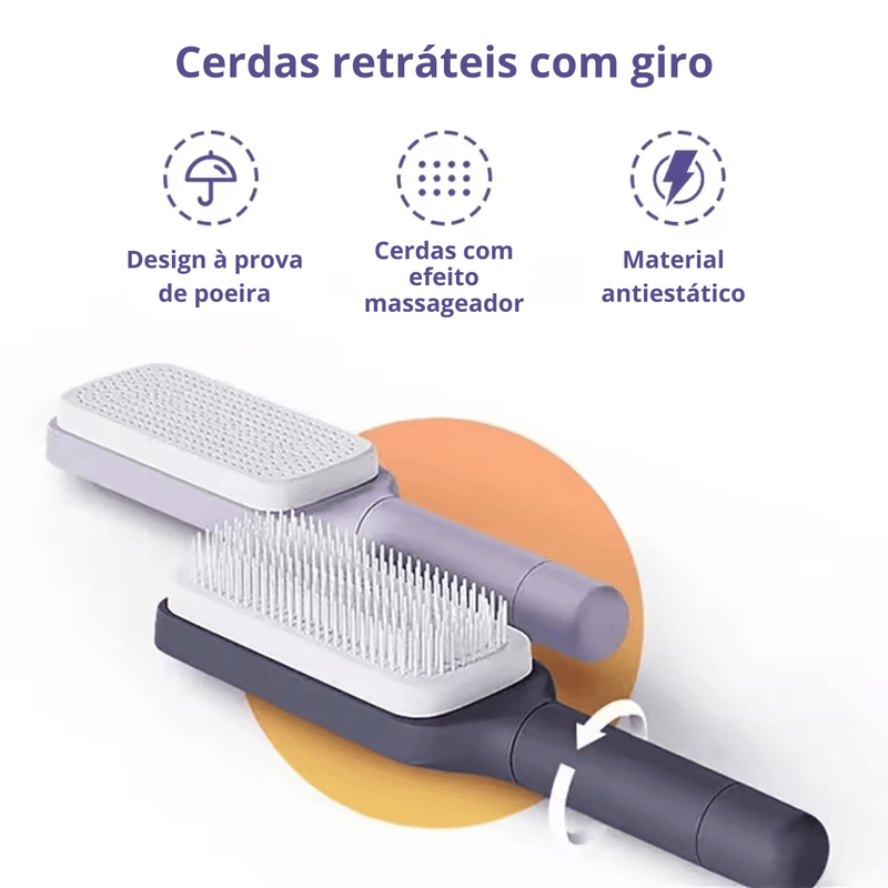 Escova de Cabelo MaxClean - Retrátil Auto Limpante - Trend Select